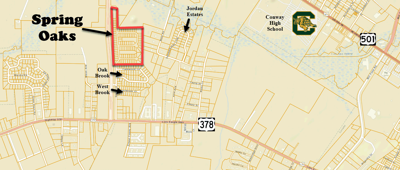 New home community of SPring Oaks in Conway developed by Dream Finders Homes