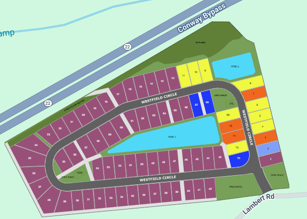 New home community of Westfield in Conway by Great Southern Homes